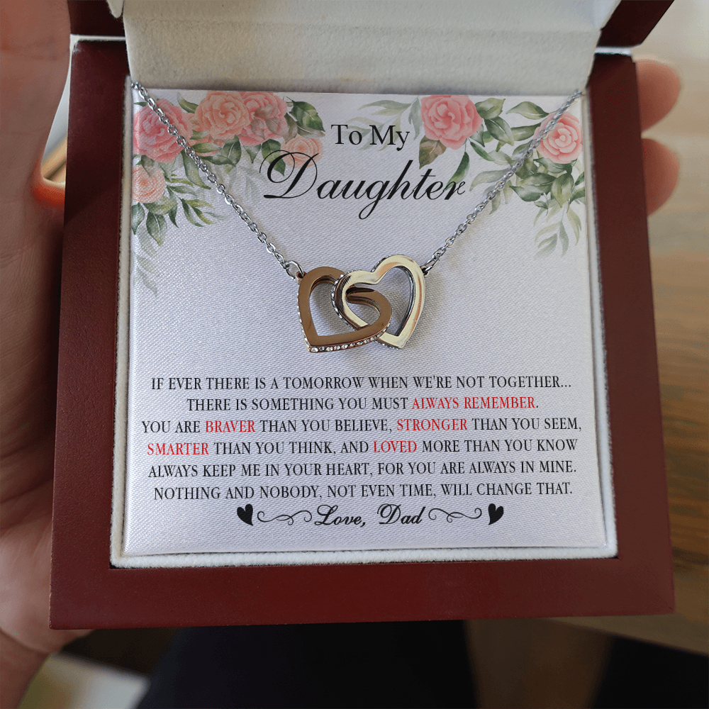 0D Heart Necklace To My Daughter Cute Birthday Gift from Dad for Beautiful Daughter