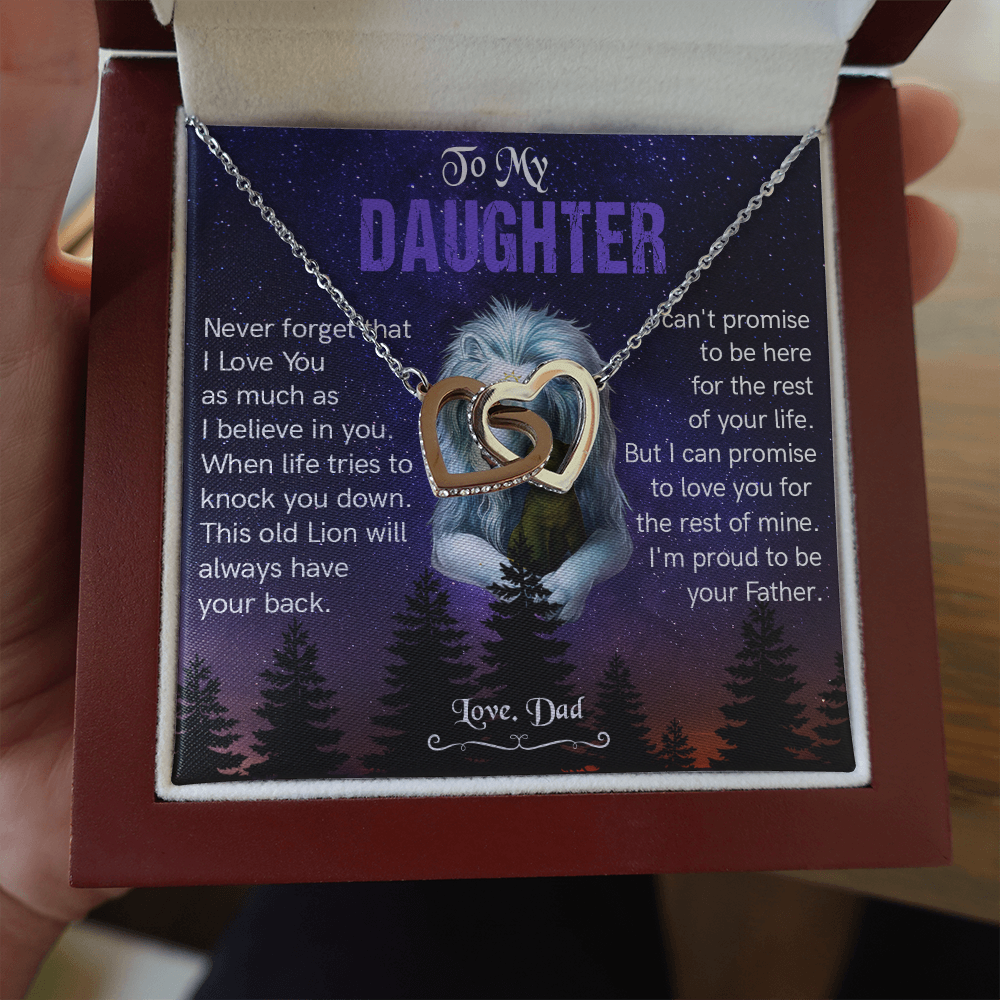 N371D To My Daughter Necklace, Gift For Daughter From Dad, Daughter Father Lion Gift