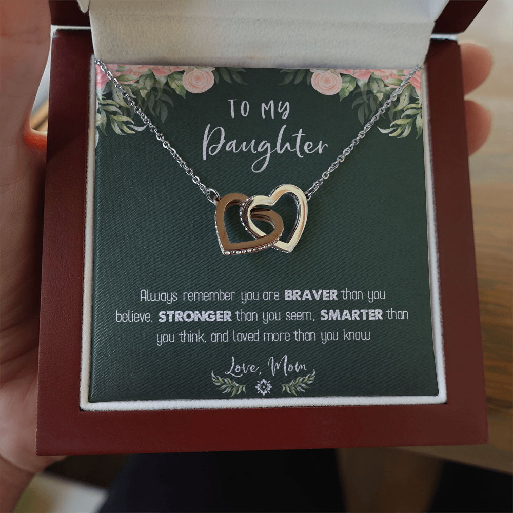 122D Necklace To My Daughter Birthday Gift From Mom, You Are Braver, Stronger,Smarter