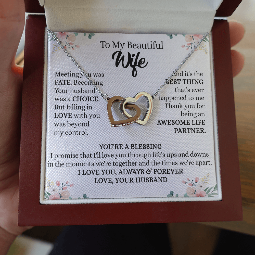 201D To my Beautiful Wife, Wife Necklace Gift from Husband, Valentine's Day Necklace