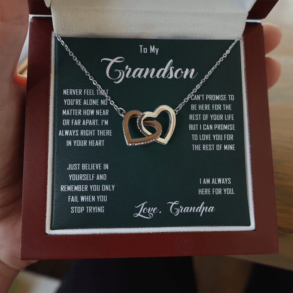 N368D To My Grandon Love Gift Sentimental Christian Cross Necklace Anniversary Gift