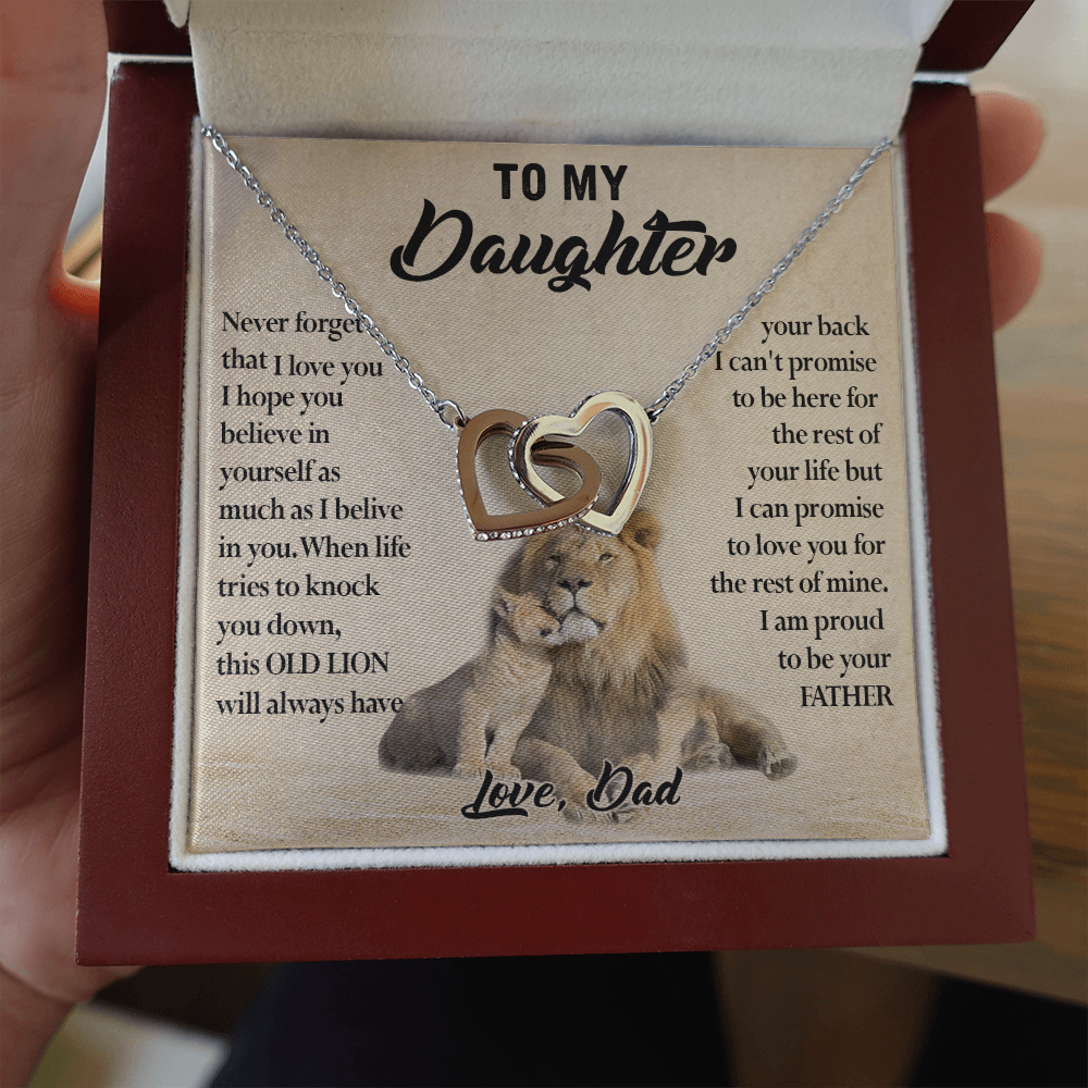 124D Necklace To My Daughter, Lion Daughter Birthday Gift from Lion Dad Necklace