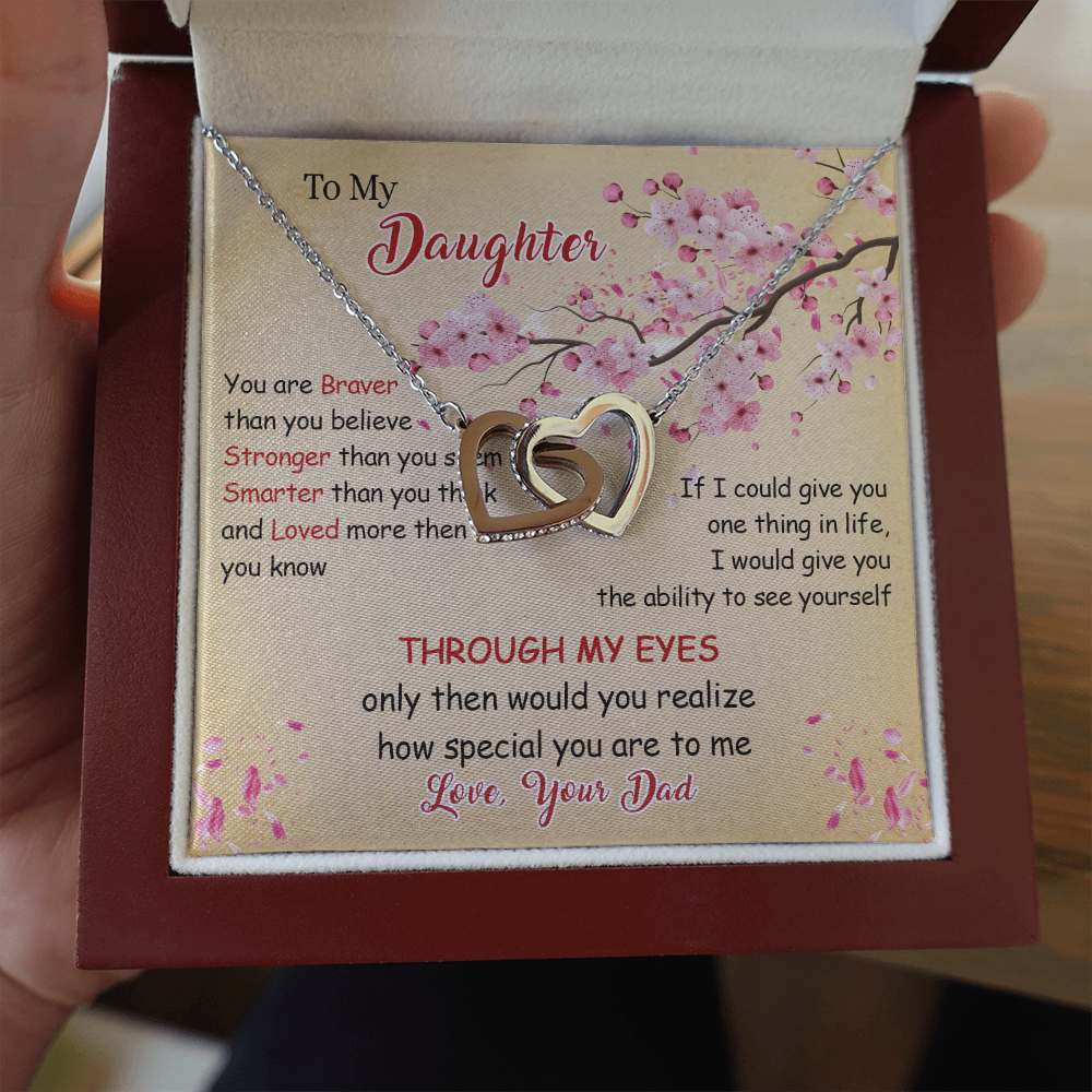 N366D To My Daughter Forever Love Heart Necklace, Birthday gift for Daughter from Dad
