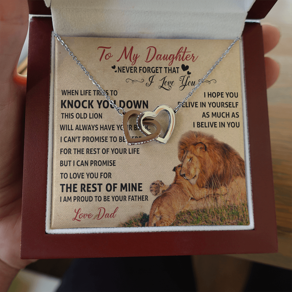3D Necklace To My Daughter Cute Birthday Gift from Dad I LOVE YOU Lion Dad Fathers