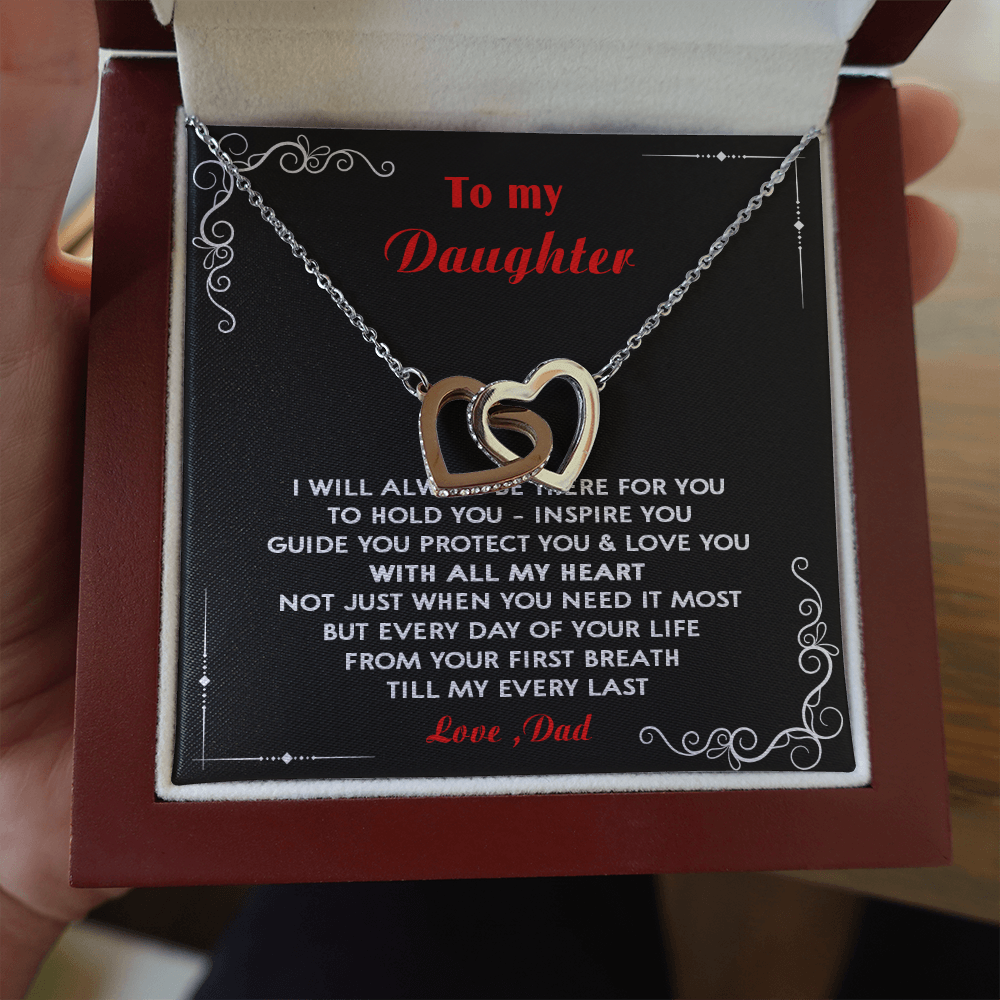 N351D To My Daughter Love Dad - Father and Daughter Necklace Heart Gift from Daddy