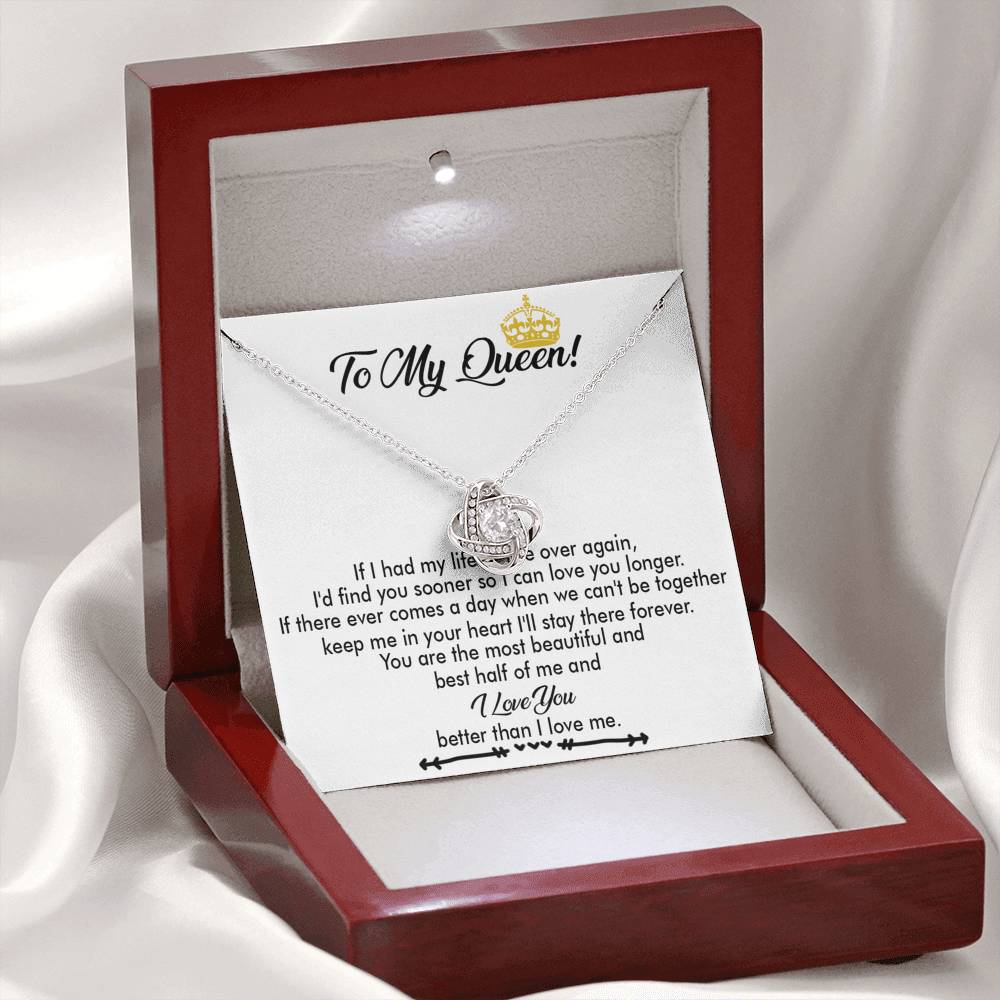 To My Crowned Queen Love Knot Necklace Gift, Birthday Gift, Mother's Day Gift