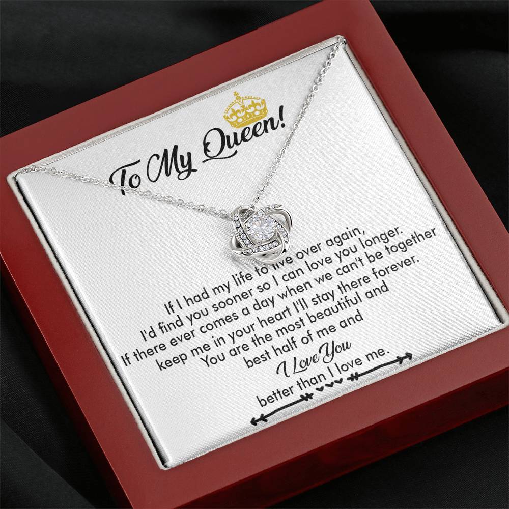 To My Crowned Queen Love Knot Necklace Gift, Birthday Gift, Mother's Day Gift
