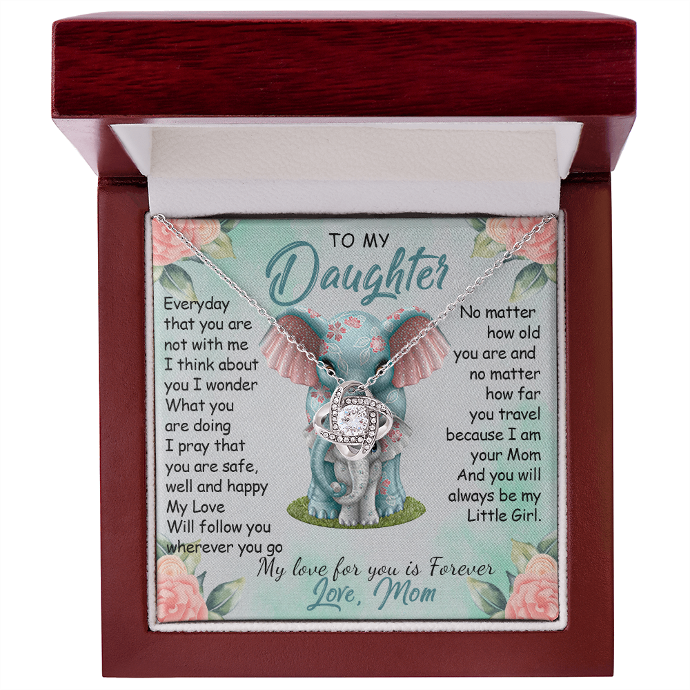 57A To My Daughter Necklace, Gift For Daughter From Mom, Daughter Mother Elephant