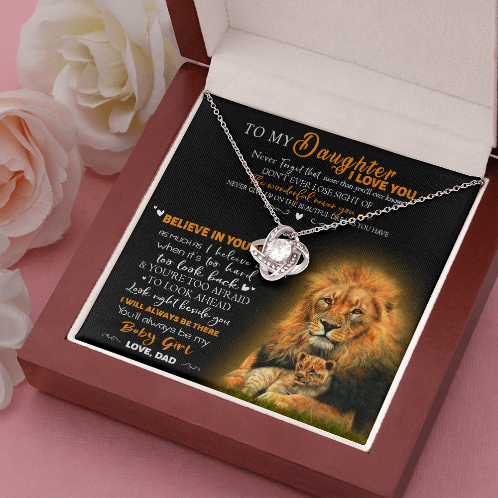 8A To My Daughter Necklace, Gift for Her/Women, Love You Daughter Lion Dad Necklace