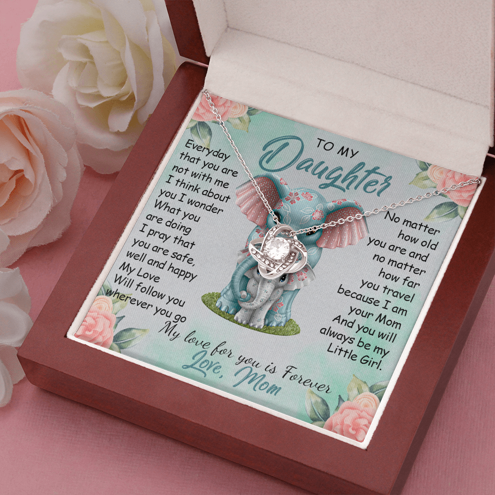 57A To My Daughter Necklace, Gift For Daughter From Mom, Daughter Mother Elephant