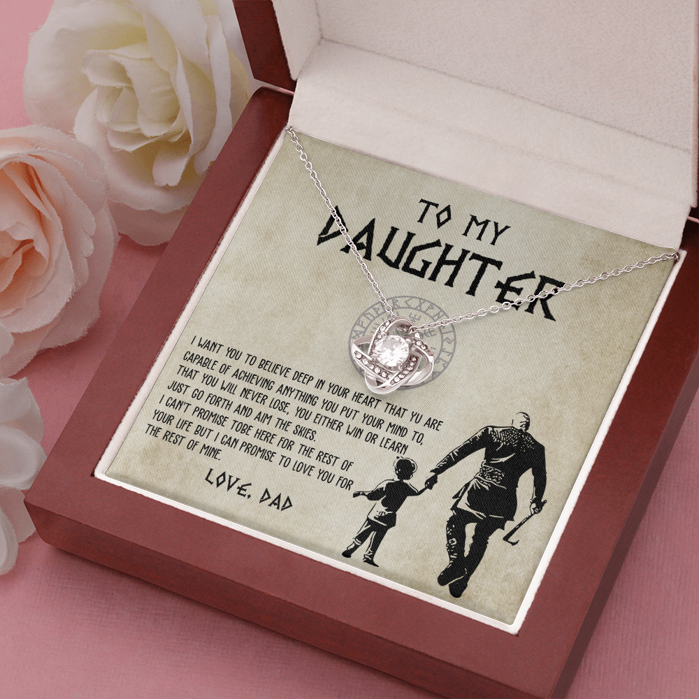 To My Daughter From Viking Dad - Gift For Viking Daughter Love Knot Necklace 7