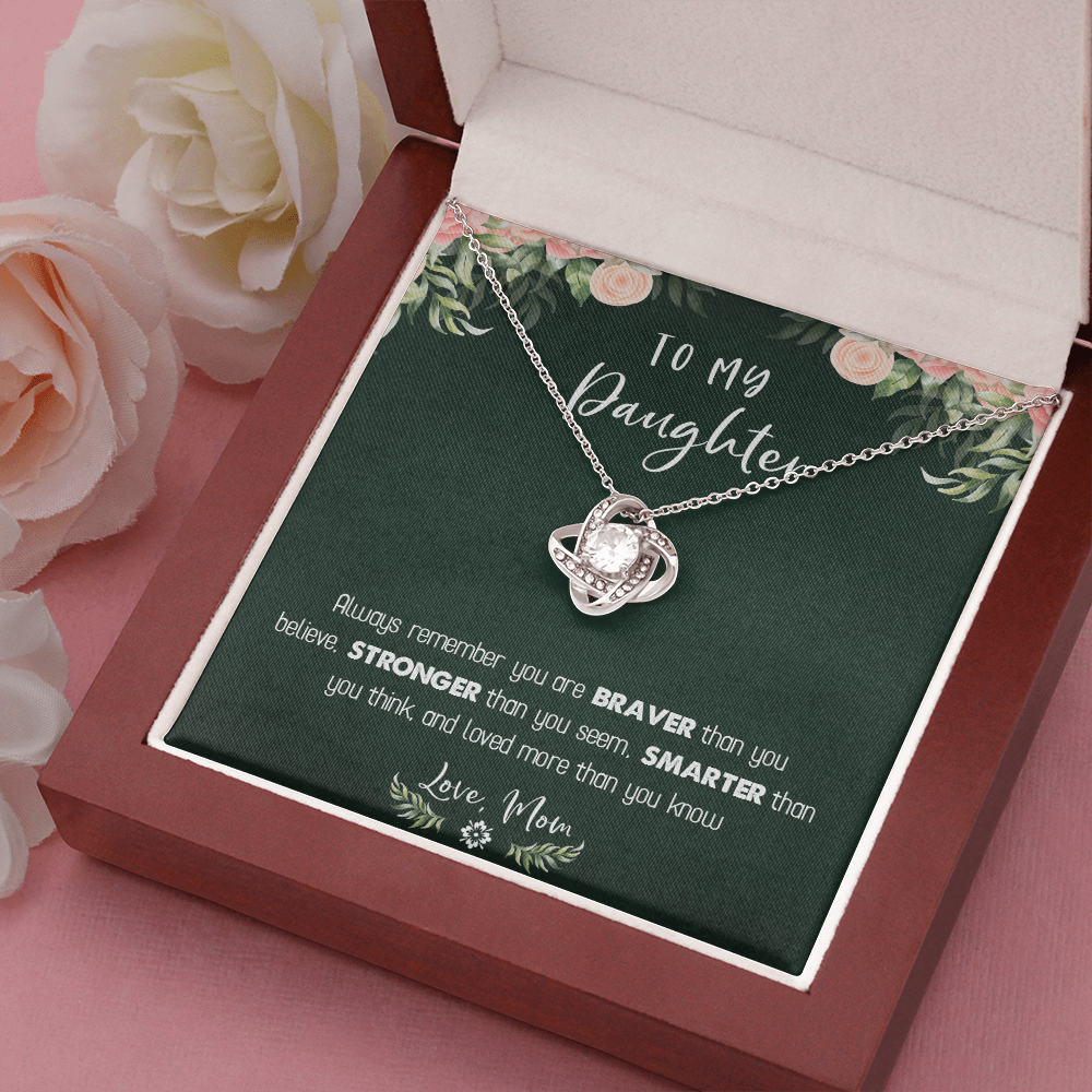 122A Necklace To My Daughter Birthday Gift From Mom, You Are Braver, Stronger,Smarter