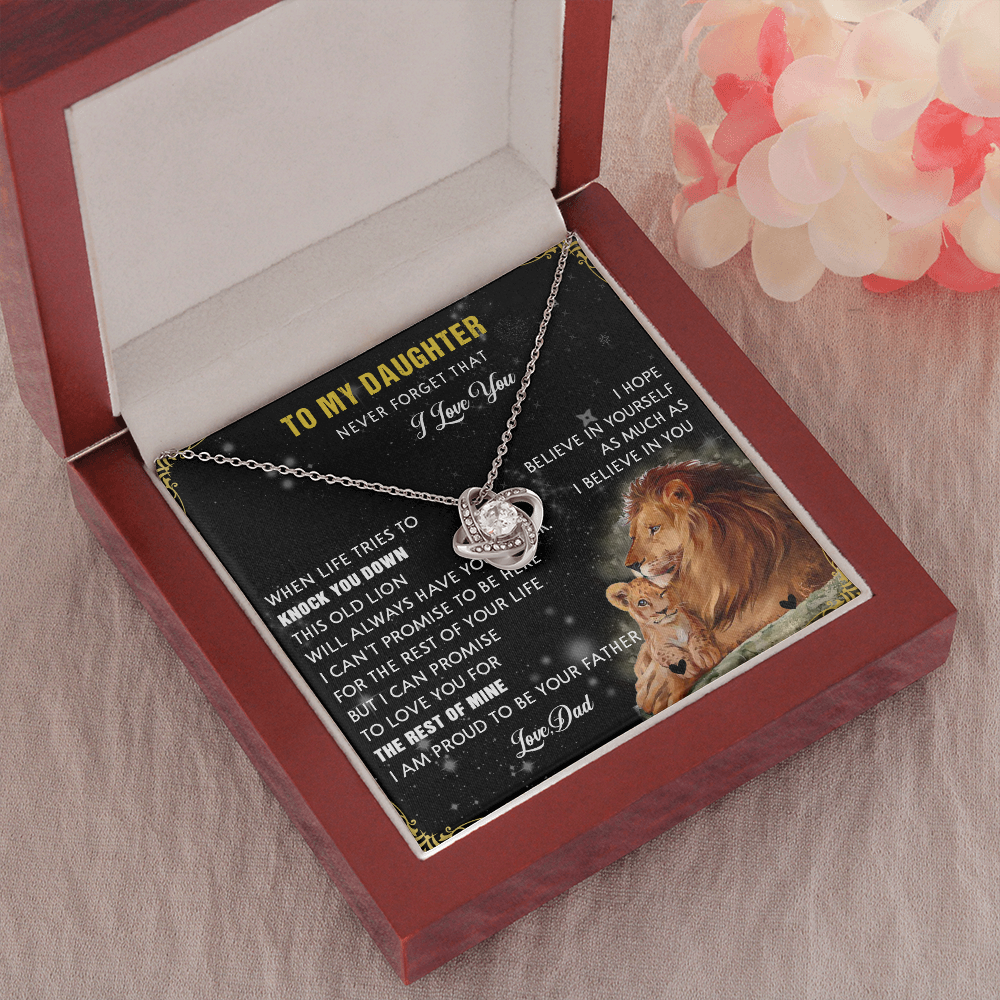 N354A To My Daughter Necklace, Gift For Daughter From Dad, Daughter Father Lion