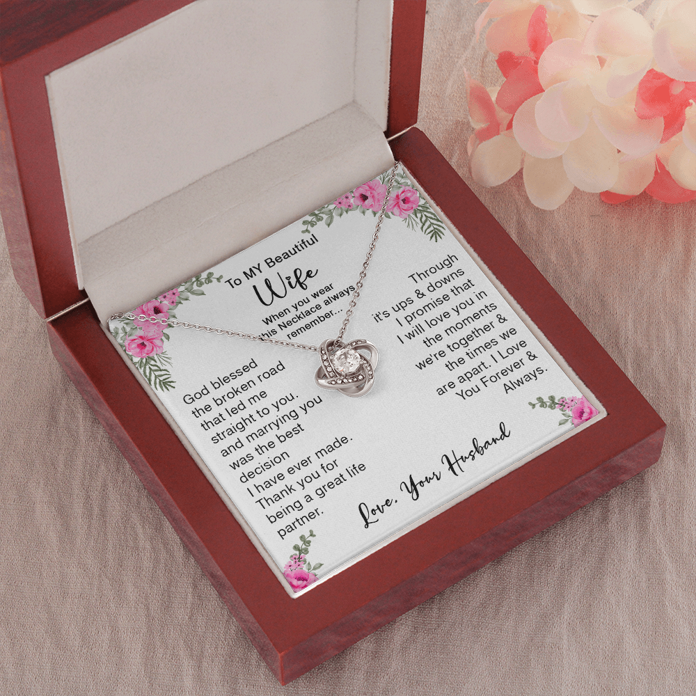418A To My Beautiful Wife God Bless The Broken Road Necklace Gift from Husband