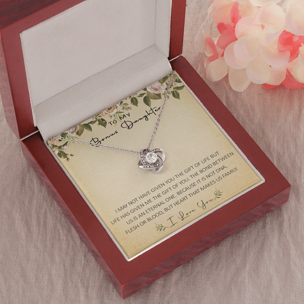 N367A To My Bonus Daughter Unique Gift Forever Love Heart Necklace for Step Daughter