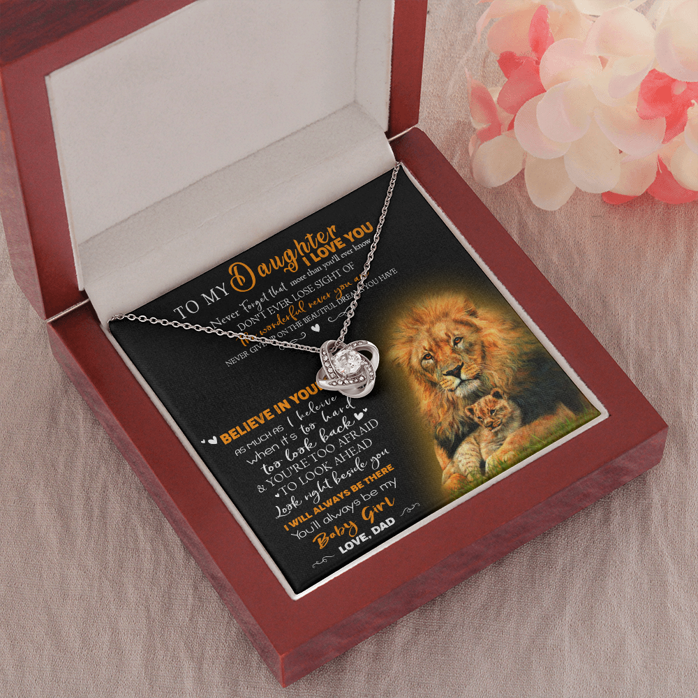 8A To My Daughter Necklace, Gift for Her/Women, Love You Daughter Lion Dad Necklace