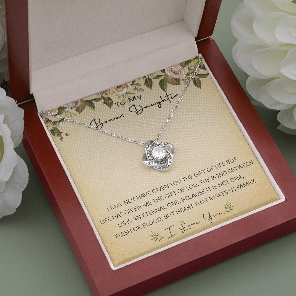 N367A To My Bonus Daughter Unique Gift Forever Love Heart Necklace for Step Daughter