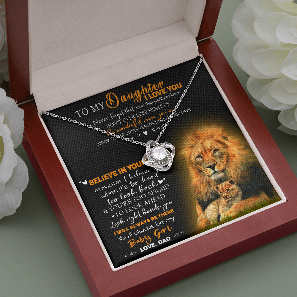 8A To My Daughter Necklace, Gift for Her/Women, Love You Daughter Lion Dad Necklace