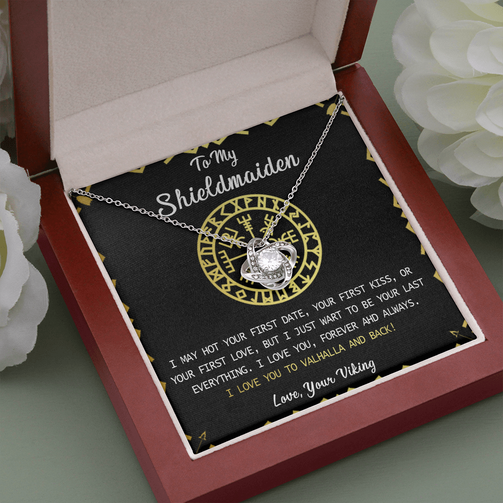 N373A To My Shieldmaiden Necklace, Lagertha Shield Necklace, Gift For Viking Wife