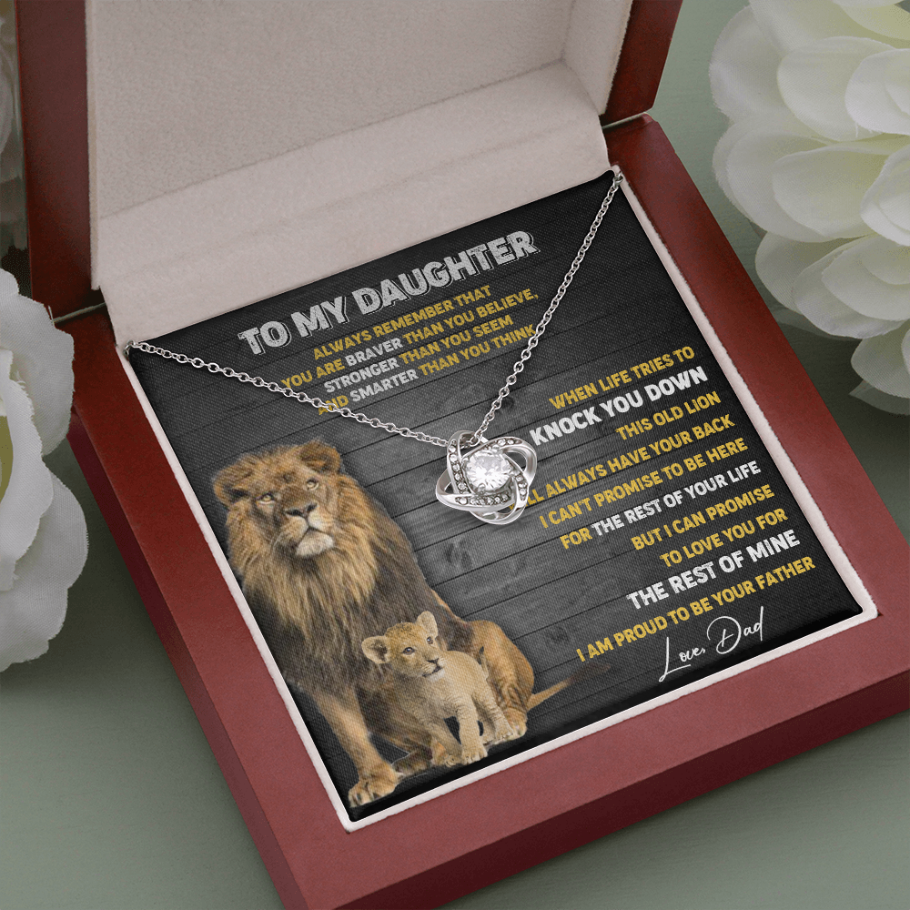 N374A To My Daughter Necklace, Xmas Gift For Daughter From Dad, Daughter Father Lion