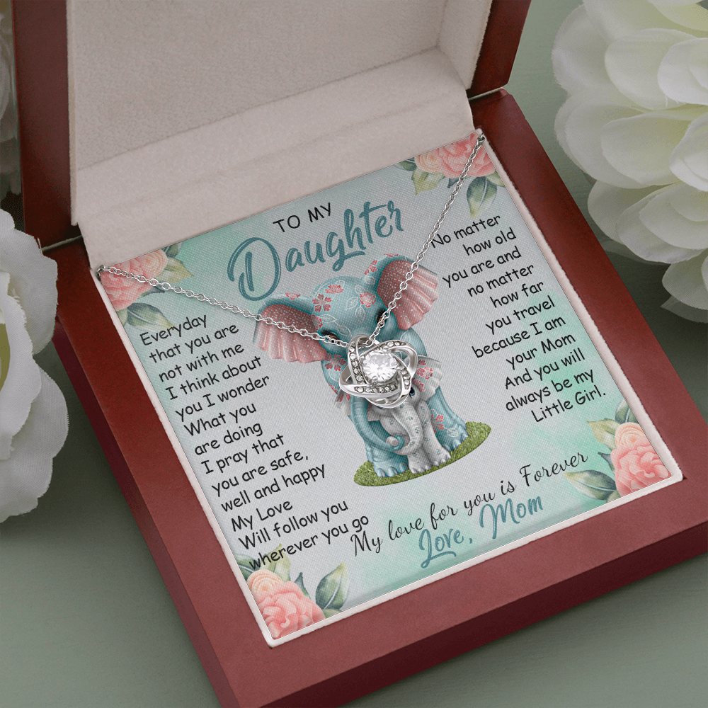 57A To My Daughter Necklace, Gift For Daughter From Mom, Daughter Mother Elephant