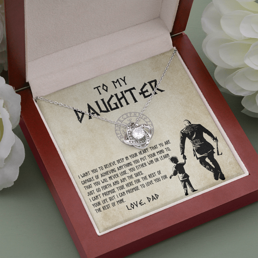 To My Daughter From Viking Dad - Gift For Viking Daughter Love Knot Necklace 7