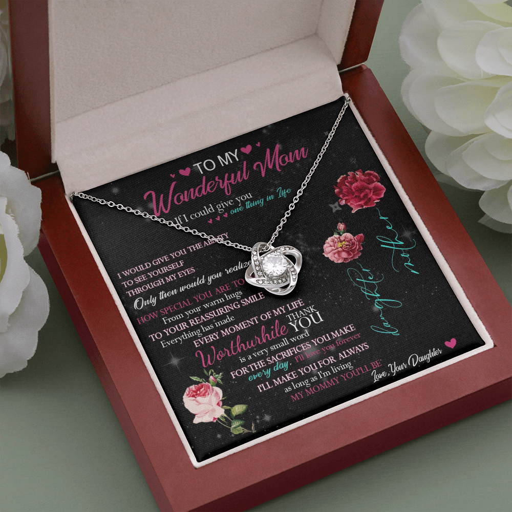 429A To My Beautiful Mom Necklace Mothers Day Gift From Daughter, Gift Birthday For Mom