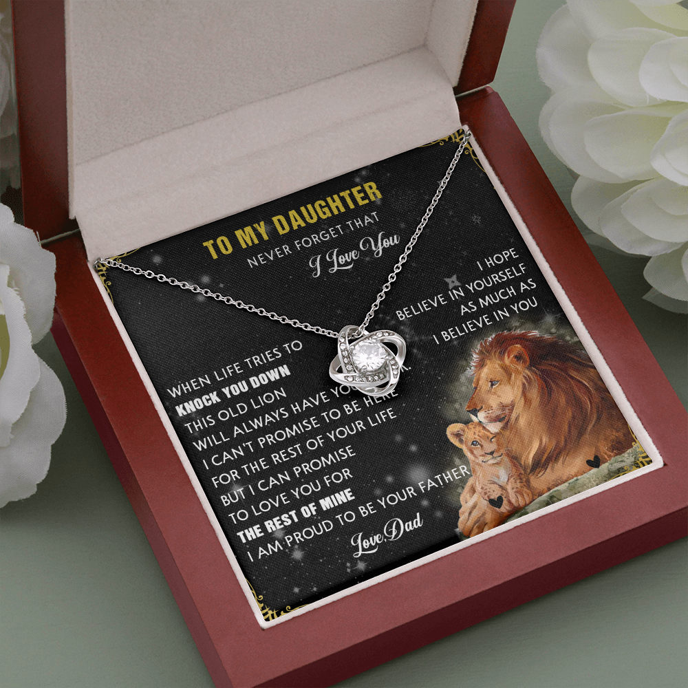 N354A To My Daughter Necklace, Gift For Daughter From Dad, Daughter Father Lion