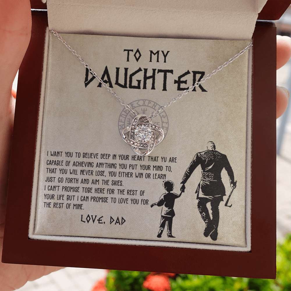 To My Daughter From Viking Dad - Gift For Viking Daughter Love Knot Necklace 7