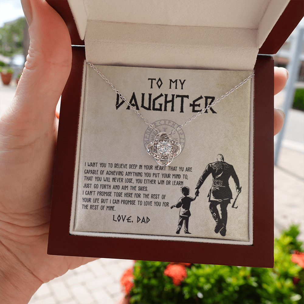 To My Daughter From Viking Dad - Gift For Viking Daughter Love Knot Necklace 7